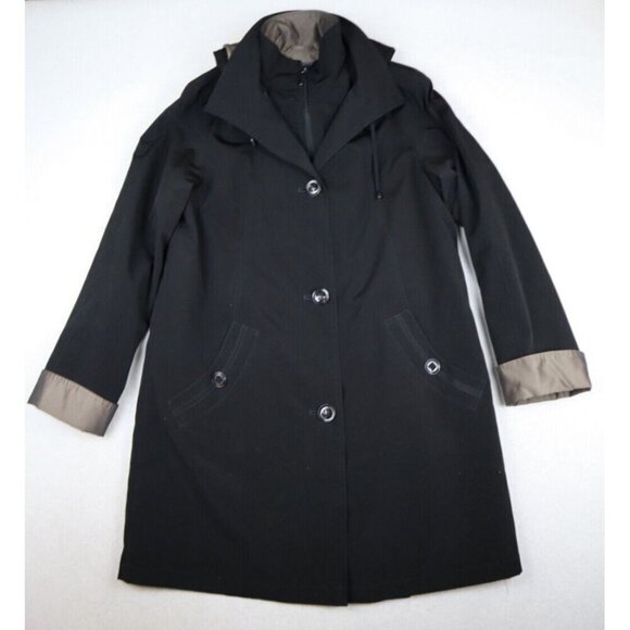GALLERY - WOMEN'S BLACK HOODED JACKET WITH REMOVABLE LINER - SIZE S - Picture 1 of 11
